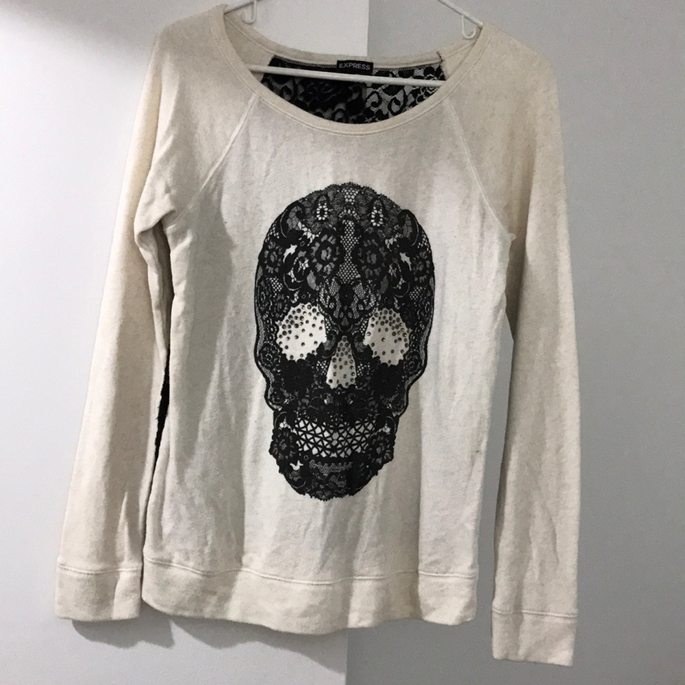 Sugar skull lace-back sweater